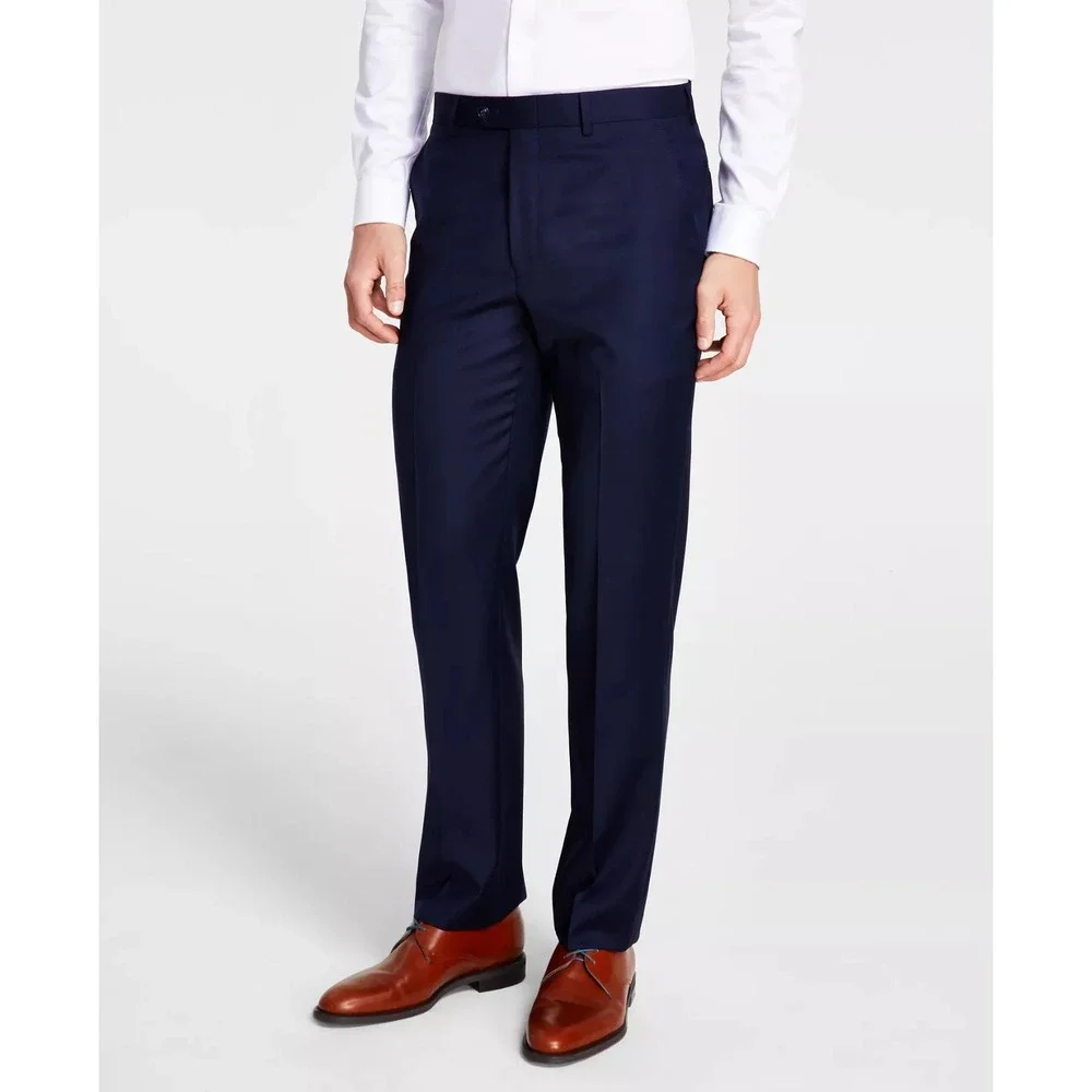 Michael Kors Mens Classic-fit 2-pc Suit Jacket Blazer Pants 42R 36W 30 Navy Wool